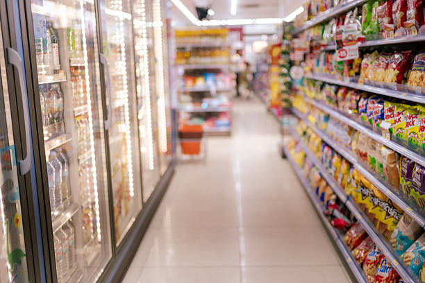 istock Abstract blurred colorful supermarket shelf 2231806502