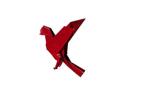 Red Origami Bird Robin isolated on white