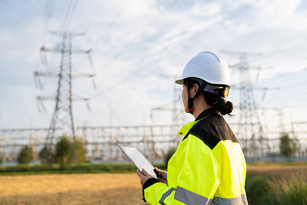 istock Asian female electricity technician is checking high voltage power lines 2231816483