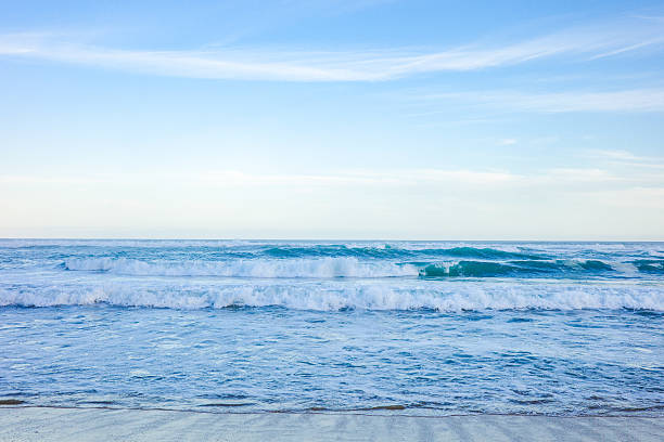 istock Calm and refreshing view of blue ocean waves rolling towards the shore under a bright sky 2231828200