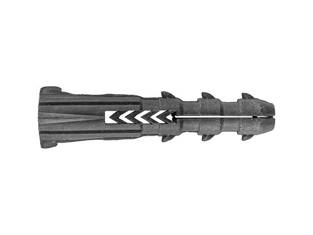 istock Black plastic wall anchor with chevron-shaped opening is isolated. 2231835709