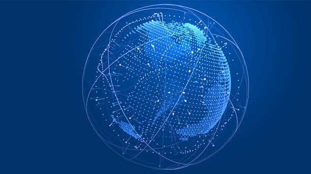 stockillustraties, clipart, cartoons en iconen met globe network illustration. technology digital 3d globe. digital earth map background. connection data concept. - globaal