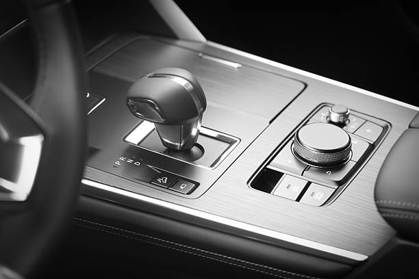 Luxury Car Interior – Modern Gear Shift in Black and White