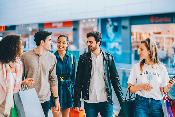 istock Group of friends shopping together 2231860521