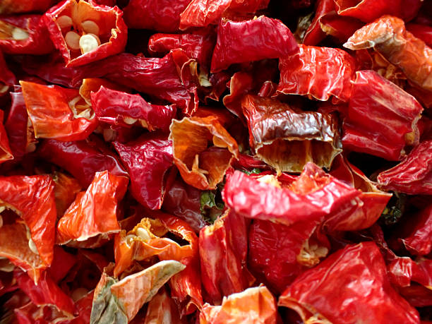 Dried peppers prepared for the winter