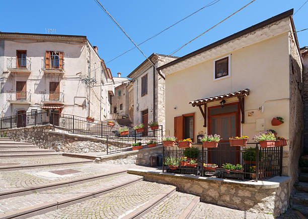 Villalago, Abruzzo, Italy - May 31, 2025: Historic district of a medieval village in the Province of L'Aquila.