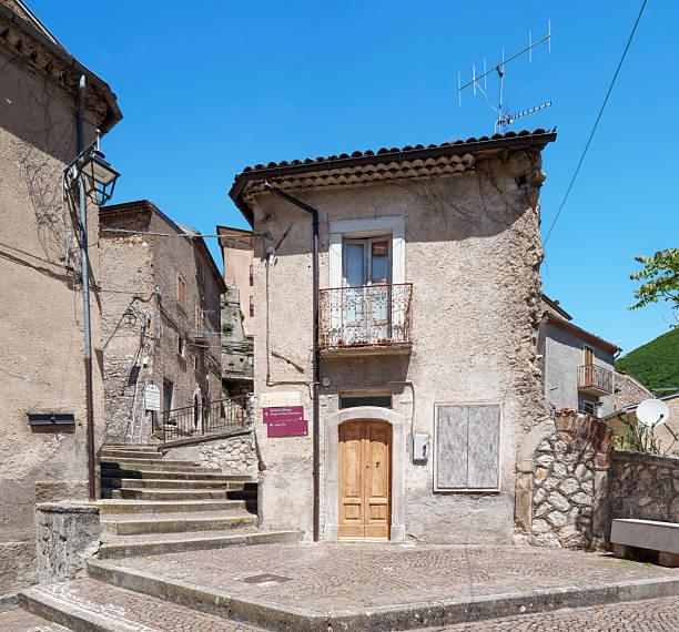 Villalago, Abruzzo, Italy - May 31, 2025: Historic district of a medieval village in the Province of L'Aquila.