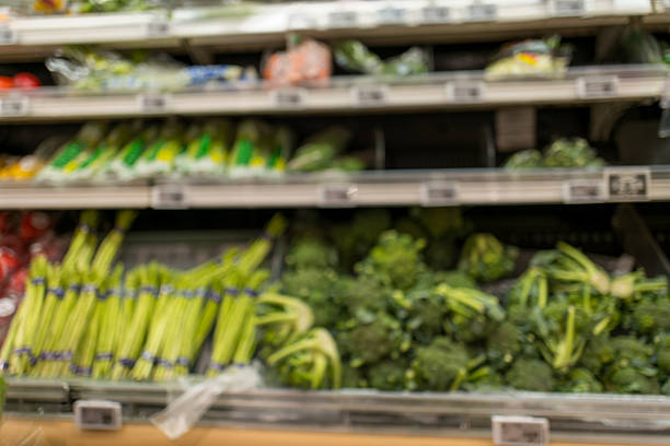 Defocused Background of Supermarket Vegetable Section
