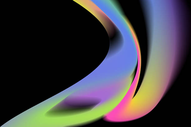 istock Abstract Multicolor Smoke Curve, Glowing Wave Background – Smooth neon pink, green, and yellow flowing lines on black. Futuristic digital art, transparent swirl motion effect, fantasy illustration. 2231868834