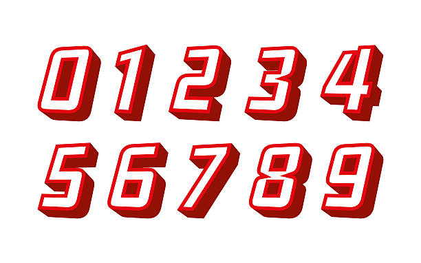 red 0-9 numbers on white background. 3d vector numbers 0-9