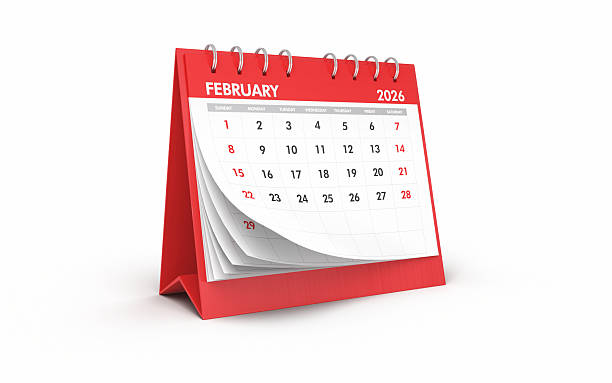 istock February 2026 Desktop Calendar, Desk Calendar Object + Shadow Clipping Path 2231879987