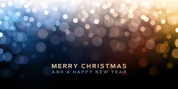 Blue and gold Christmas lights banner design vector art illustration