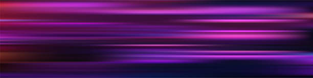 istock Light speed background with horizontal blue and purple lines on black. Game futuristic backdrop. Vibrant dynamic energy waves pattern. Abstract modern technology vector illustration 2231896802