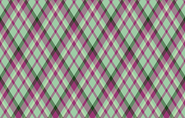 istock Abstract diagonal plaid pattern with overlapping stripes in shades of green and purple. Useful as a background or texture for design projects, fabrics, and textiles. 2231897070