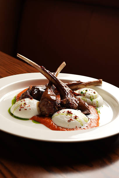 Gourmet Lamb Chops with Red and White Sauces