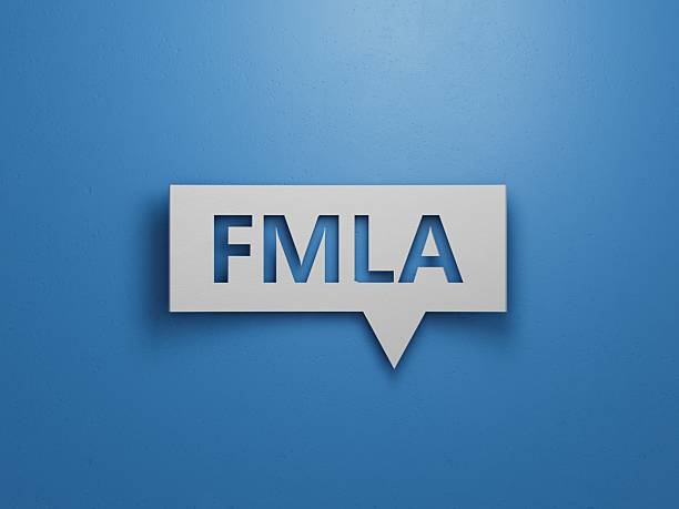 istock FMLA word written on Speech Bubble with copy space.Minimalist Abstract Design With White Cut Out Paper.3D rendering on blue background. 2231900905