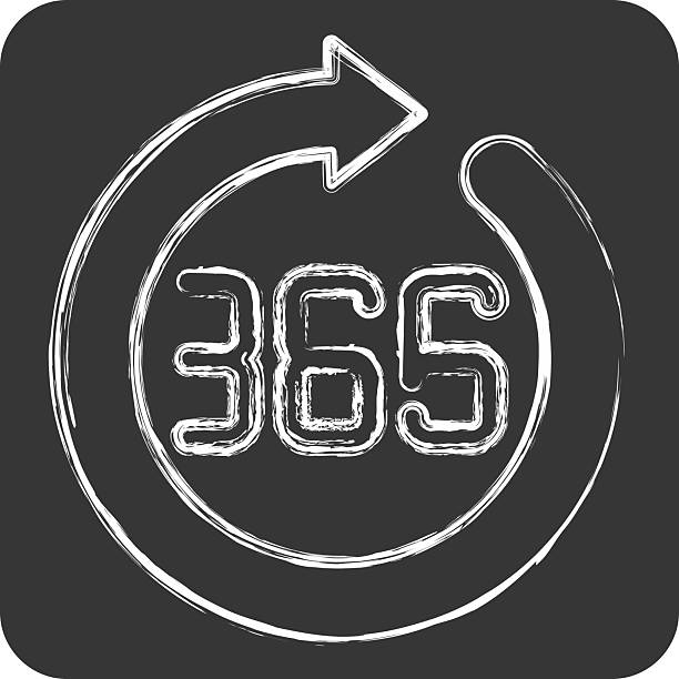Icon 365 Days. related to New Year symbol. chalk Style. design editable Icon 365 Days. related to New Year symbol. chalk Style. design editable 365-days-vector stock illustrations
