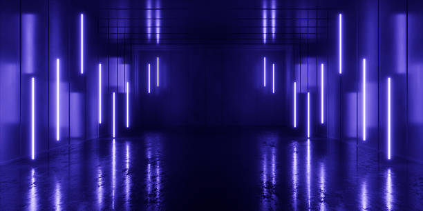 istock Futuristic Sci Fi Cyber Corridor With Neon Laser Grid Glowing On Concrete Walls Underground Tunnel Architecture Industrial Tech Interior Look 3D Rendering 2231918856