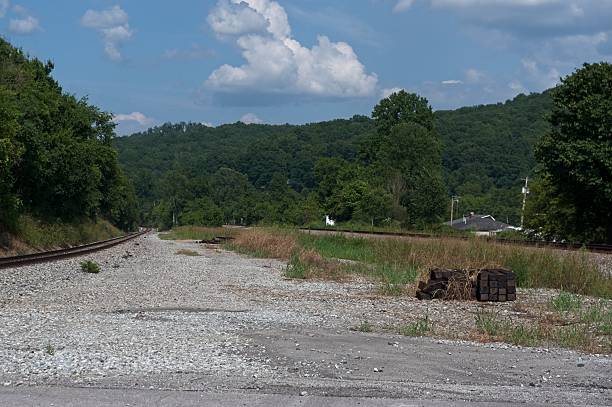 istock Two railroad tracks in landscape 2231941590