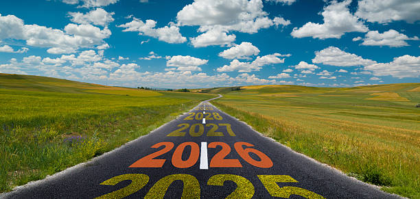 Journey into the Future – Rural Road Marked by Years