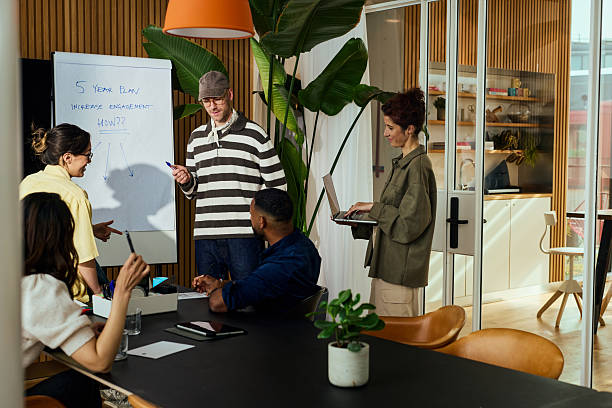 istock Diverse team discussing five year plan for increasing engagement in modern office 2231951979