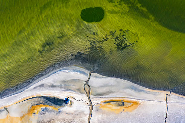 istock NATURAL GROUNDWATER SOURCECracked dry soil and shrinking lakes. PATTERNS emerging in nature, abstract shapes, drought and climate crisis, water scarcity, global warming, and drying soils.DRONE photo 2231952766