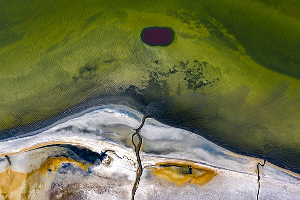 istock NATURAL GROUNDWATER SOURCECracked dry soil and shrinking lakes. PATTERNS emerging in nature, abstract shapes, drought and climate crisis, water scarcity, global warming, and drying soils.DRONE photo 2231952856