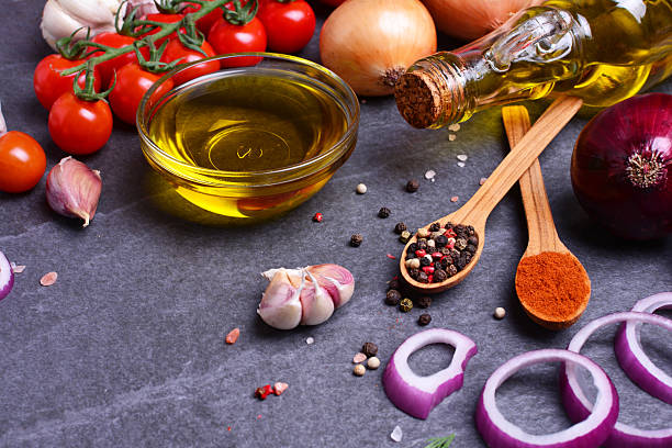 Olive oil with spices and vegetables