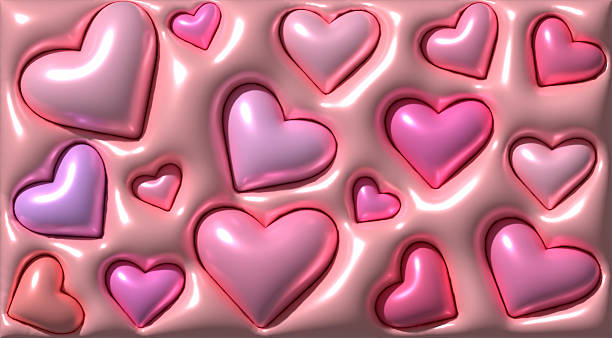 istock Pink inflated hearts of different sizes, 3D rendering illustration 2231964506