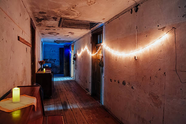 Rustic Hallway with Fairy Lights and Candle Glow