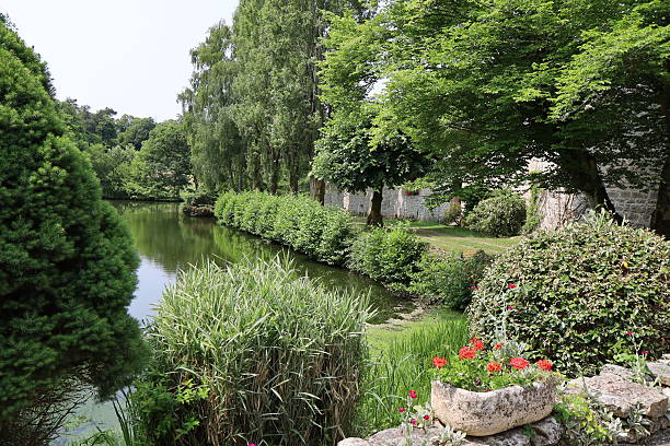 Lake of the Dukes' Castle, village of Mortemart, Haute Vienne department, France