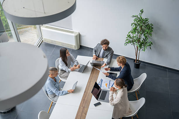 istock Business team analyzing financial data during meeting in modern office 2231968507