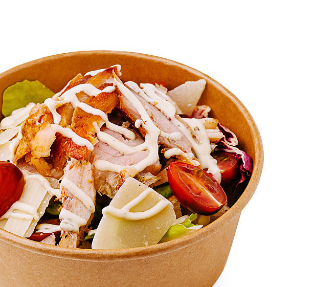 istock Healthy chicken salad with fresh ingredients in a compostable bowl 2231968600