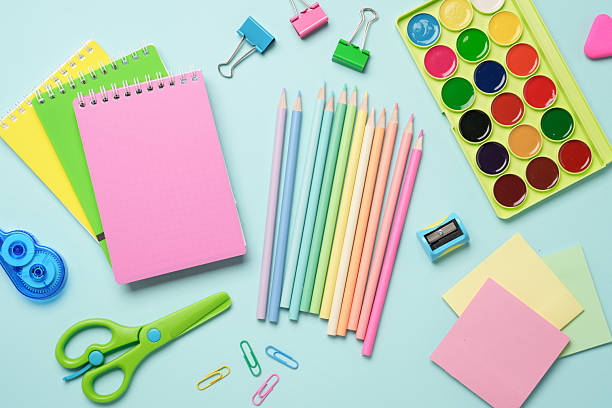 istock School stationery, school supplies on colored background. 2231971213