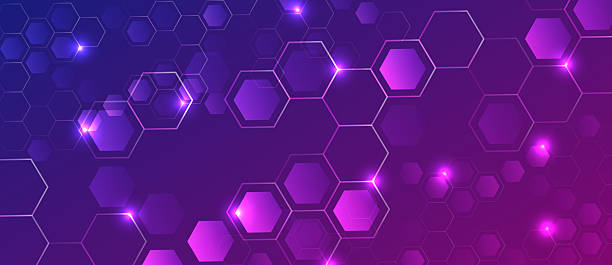 istock Abstract futuristic background with glowing purple hexagons and digital connections, symbolizing modern technology, innovation, and network communication. Medical science technology concept. 2231972333