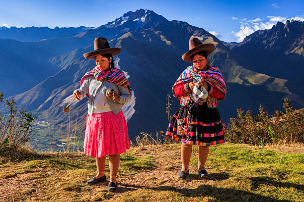istock Peruvian women spinning wool by hand in Sacred Valley, Peru 2231976941