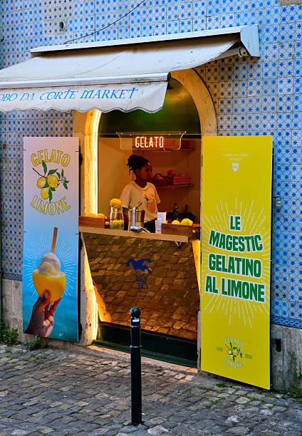 shop that sells lemon ice cream in the Alfama district May 2025 Lisbon portugal