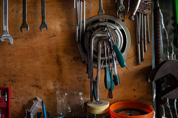 istock Mechanical DIY house tool on wood board 2231982512