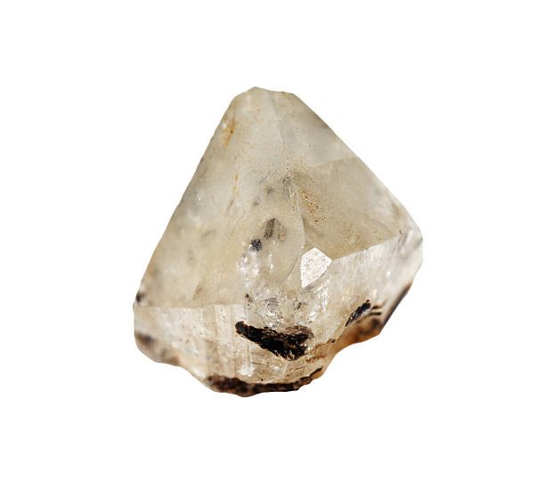 natural rough topaz crystal cutout on white background closeup