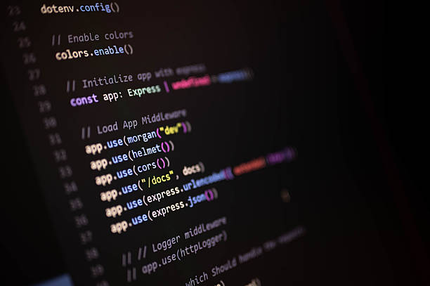 istock Close-up of Express.js backend setup showing middleware configuration including security, CORS, logging, and body parsing, ideal for scalable API development. 2231982679