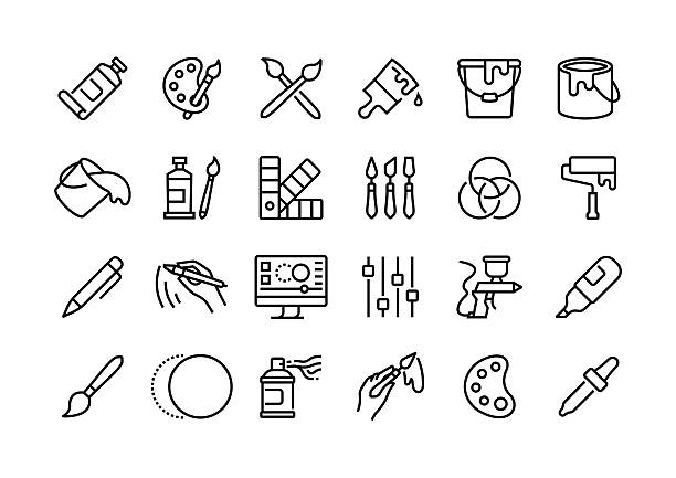 illustrations, cliparts, dessins animés et icônes de jeu d’icônes de ligne de couleur. groupe d’objets. - art