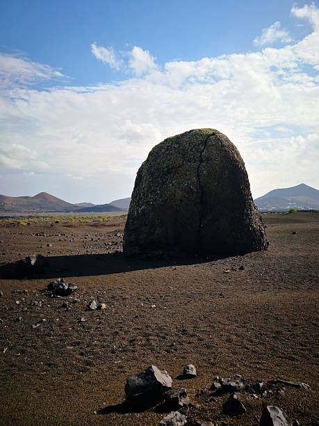 Solidified lava comes from volcanic eruption which took place many years ago in Lanzarote