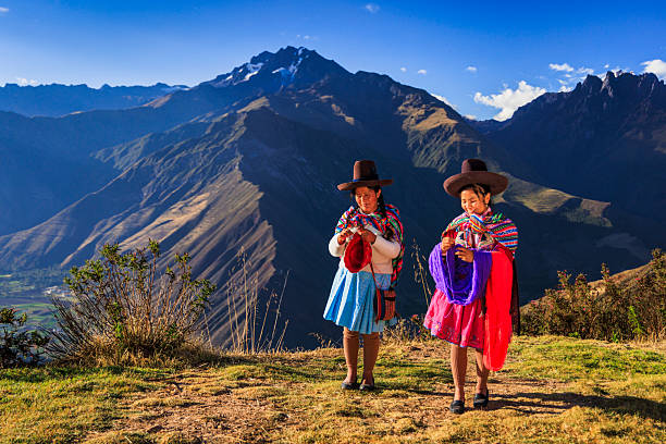 istock Peruvian women spinning wool by hand in Sacred Valley, Peru 2231991503
