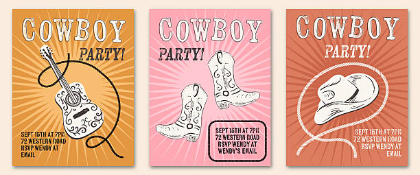 Cowboy posters in color; easy to edit. Comes with a high resolution jpeg. Could make a fun invitation template.