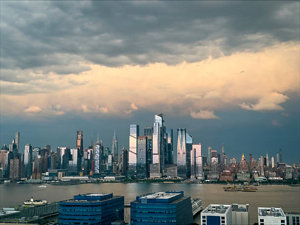 View of Manhattan during storm in New York