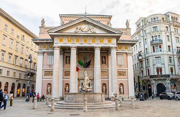 Triest, Italy, 23 April 2025 - the Chamber of Commerce building (Piazza della Borsa) in the center of Triest