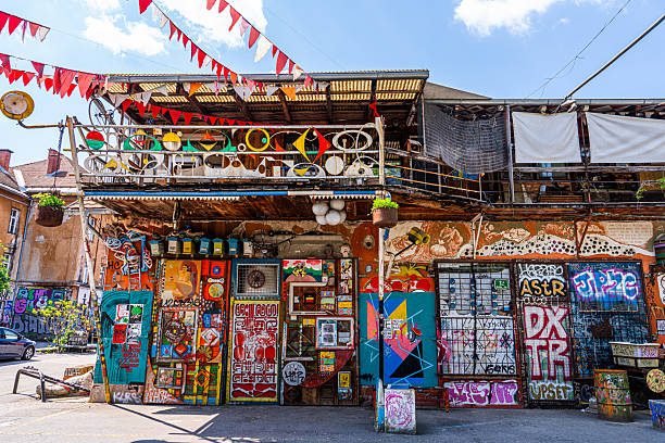 Offenbach, Germany - April, 19. 2022: graffiti  along a wall in Offenbach