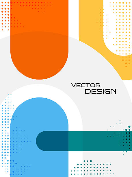 Vector illustration. Abstract vibrant color background set. Cool bright wallpapers with boho geometric shapes and halftone dots. Design elements for book cover, brochure, magazine, flyer, booklet