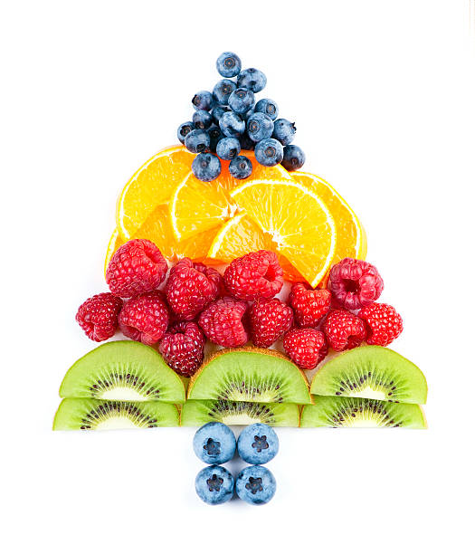 istock Fruit christmas tree on white background. Fresh fruits 2232020391