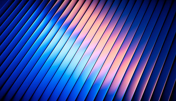 istock Glowing blue to orange gradient through vertical rippled glass with smooth transition - 3D illustration 2232020407
